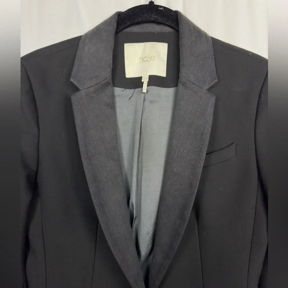 Maje Black & Denim Like Collar Blazer Size 38/M